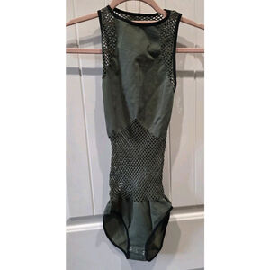 Free People Movement Bodysuit Mesh Army Green Size XS/ S NWOT